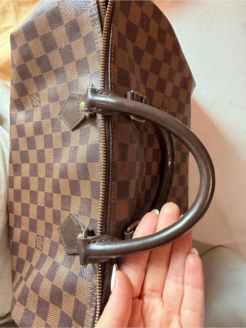 Louis Vuitton Brown Damier Ebene Top-Handle Tote speedy 35